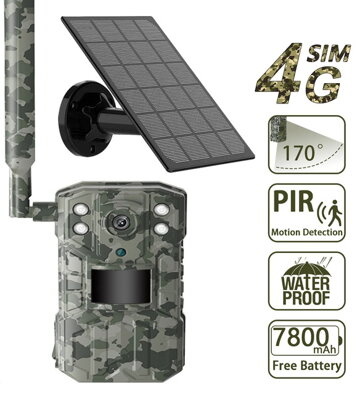 Fotopast, 4G maskovaná lovecká kamera se solárním panelem