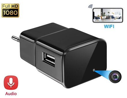 WiFi kamera skrytá v USB adaptéri 230V/5VDC