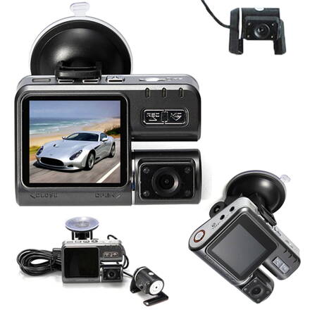 Duální HD kamera do auta s externí kamerou CZ menu